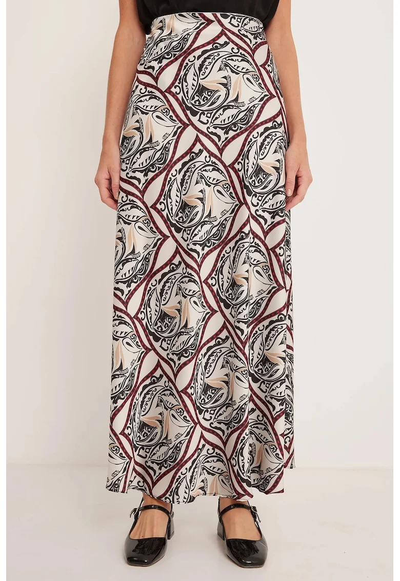 Fusta maxi - HiCCUP - poliester - bej/negru - cu captuseala