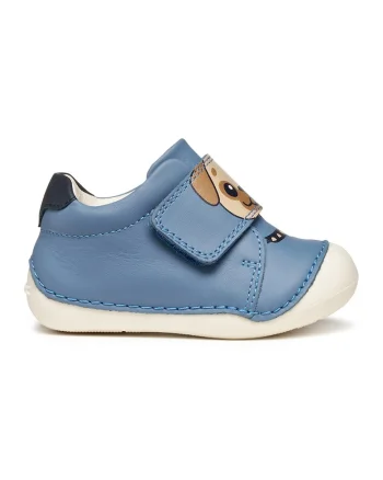 Pantofi sport Tutim de piele cu inchidere velcro - Albastru prafuit/Bej