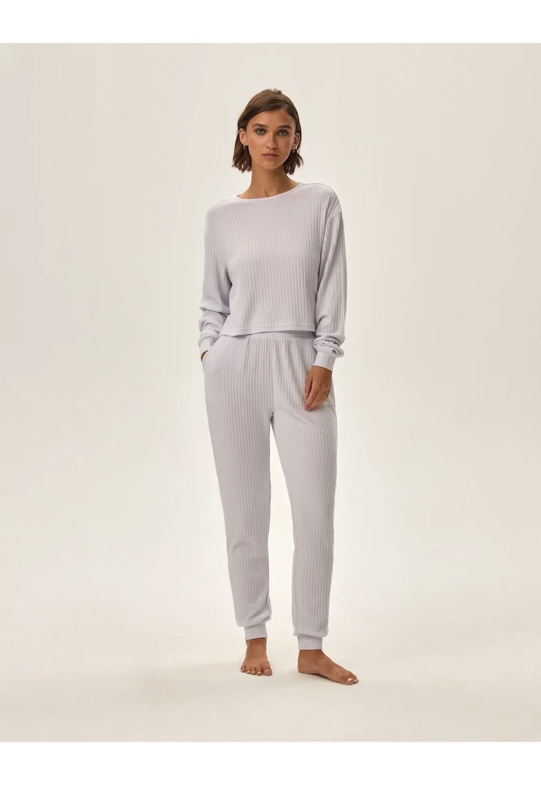 Set trening dama  Clytia 2 - gri deschis - maneci lungi - croiala regular fit - poliester