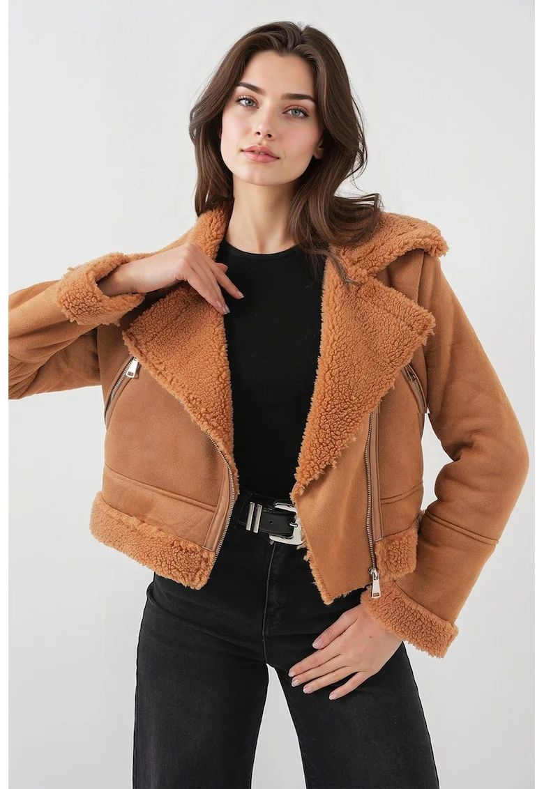 Jacheta dama HiCCUP cu guler elegant - Maro