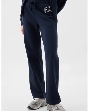 Pantaloni de trening cu croiala dreapta si detaliu logo - Bleumarin