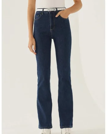 Blugi dama -  evazati - bumbac/elastan - talie normala - bleumarin