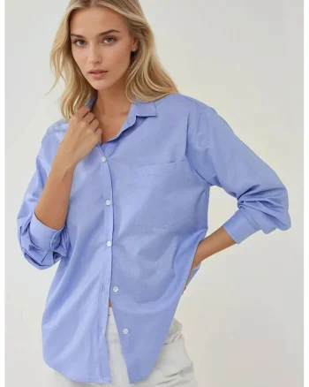 Camasa dama  textil - albastru