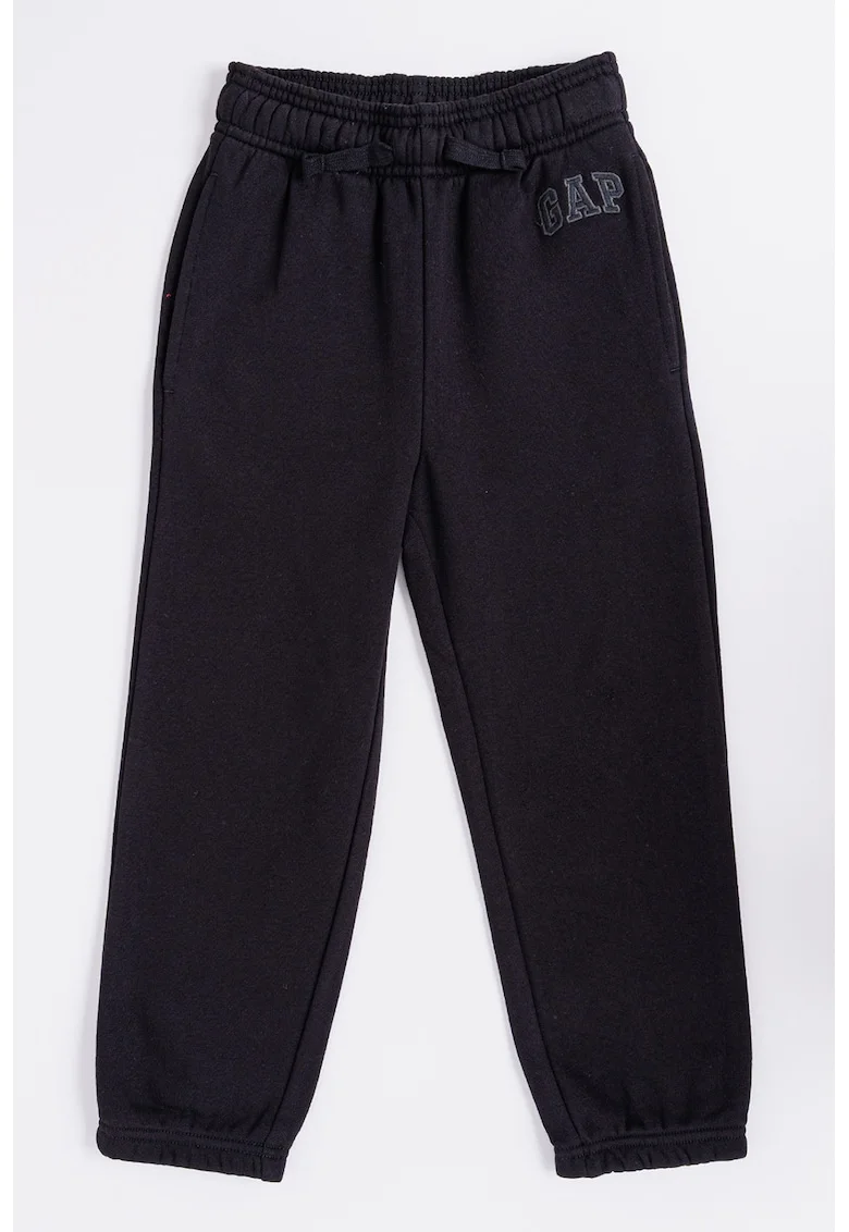 Pantaloni de trening din amestec de bumbac cu snur in talie - Negru stins