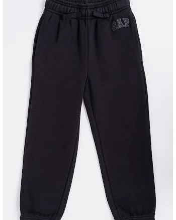 Pantaloni de trening din amestec de bumbac cu snur in talie - Negru stins