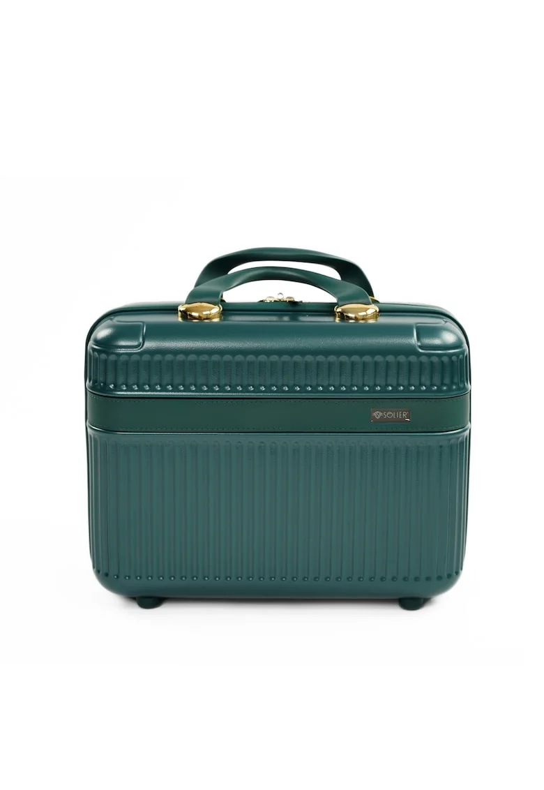 Geanta Solier tip cufar de voiaj 14" ABS dur – bagaj de mana cabina - verde sticla