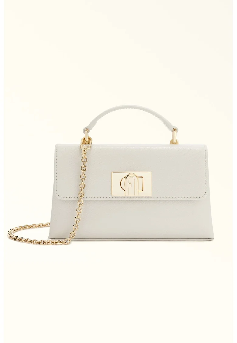 Geanta crossbody din piele cu bareta din lant si clapa 1927 - Albastru pastel