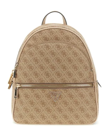 Rucsac din piele ecologica cu model monograma Manhattan II - Maro deschis