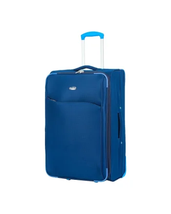 Troler mediu extensibil  SW233 - 62x39.5x22.5 cm - +30% capacitate - bagaj de cala - poliester - 2 roti - bleumarin
