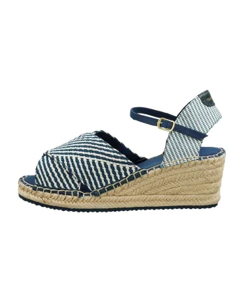 Espadrile wedge cu dungi - Alb/Bleumarin