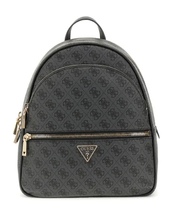 Rucsac din piele ecologica cu model monograma Manhattan II - Gri antracit