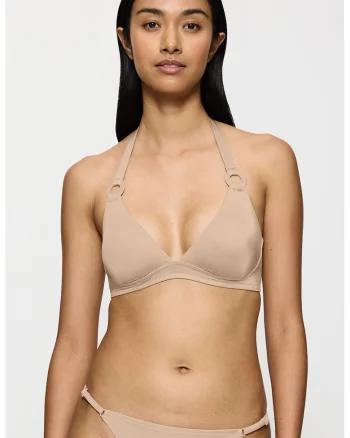Sutien de baie cu cupe triunghiulare Midnight Swim - Maro deschis