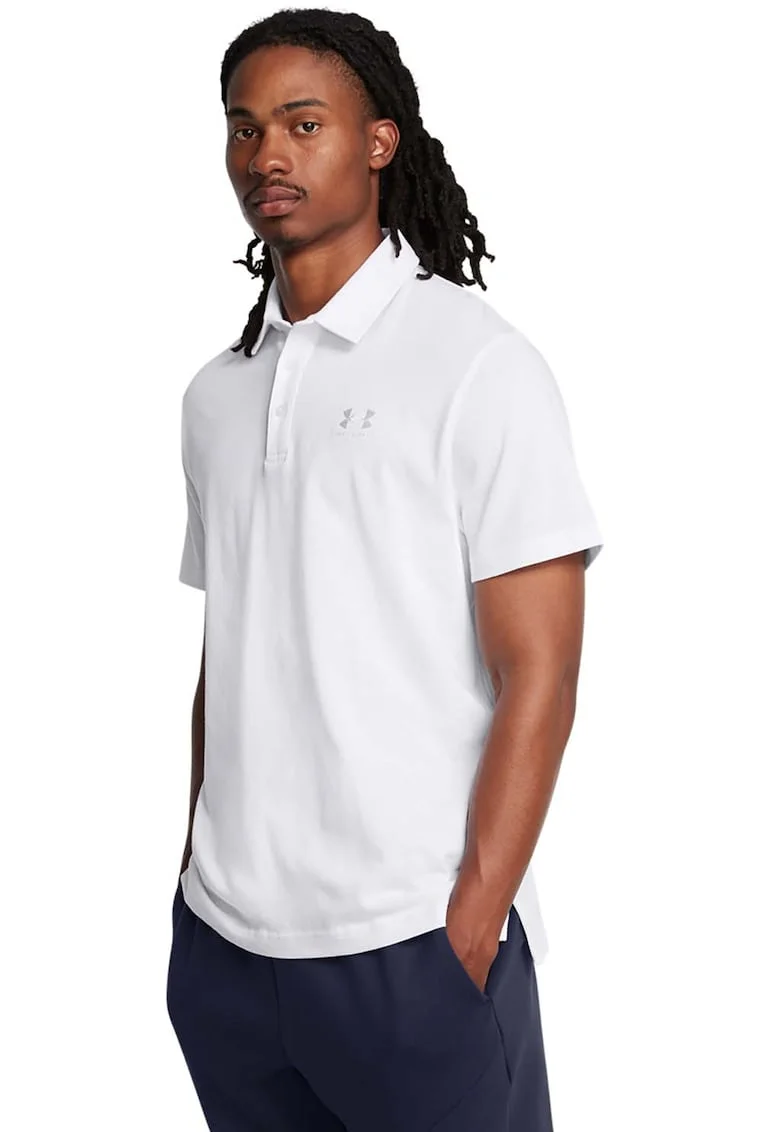 Tricou polo cu detaliu logo - pentru fitness - Alb optic