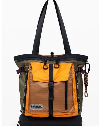 Rucsac convertibil cu aspect contrastant - Portocaliu pal/Kaki
