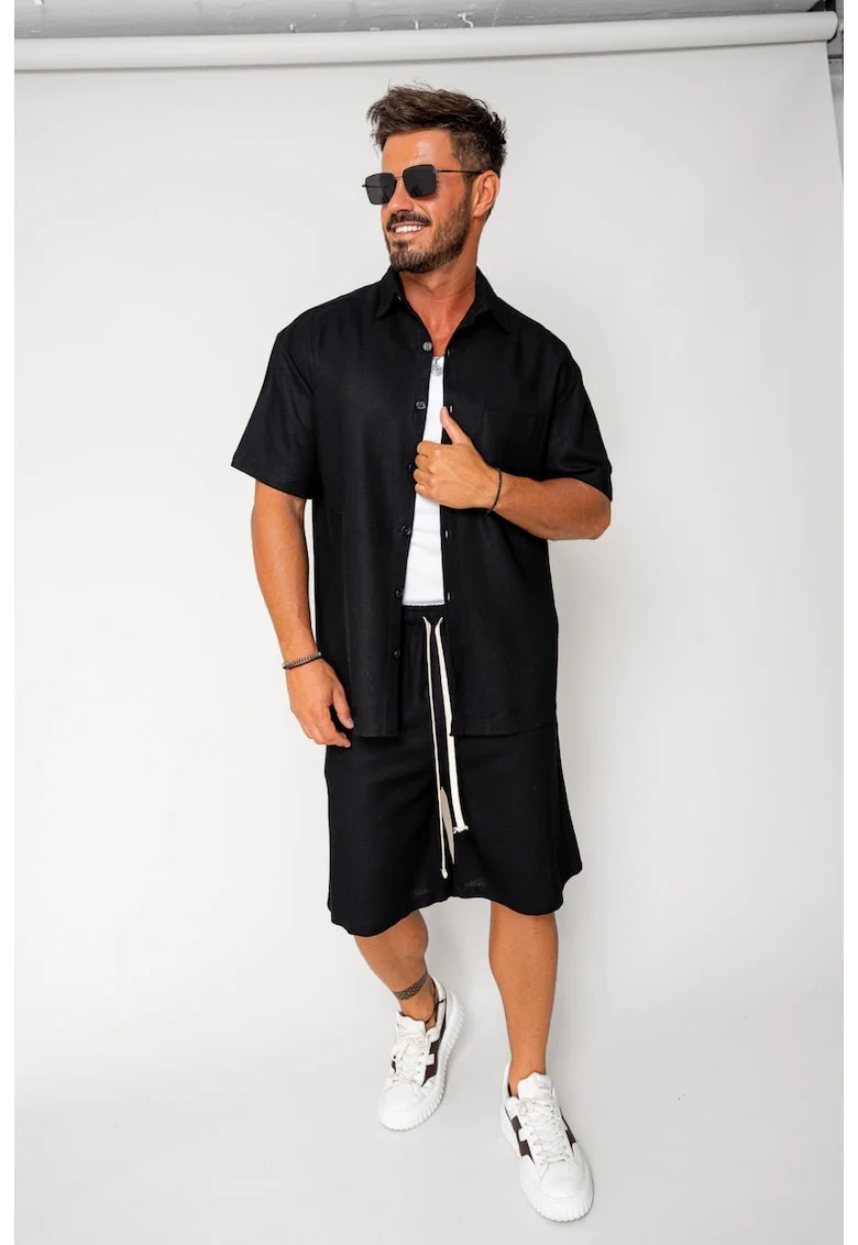 Set Lion din In camasa si pantalon scurt Black 17734 - Negru