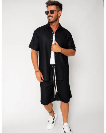 Set Lion din In camasa si pantalon scurt Black 17734 - Negru