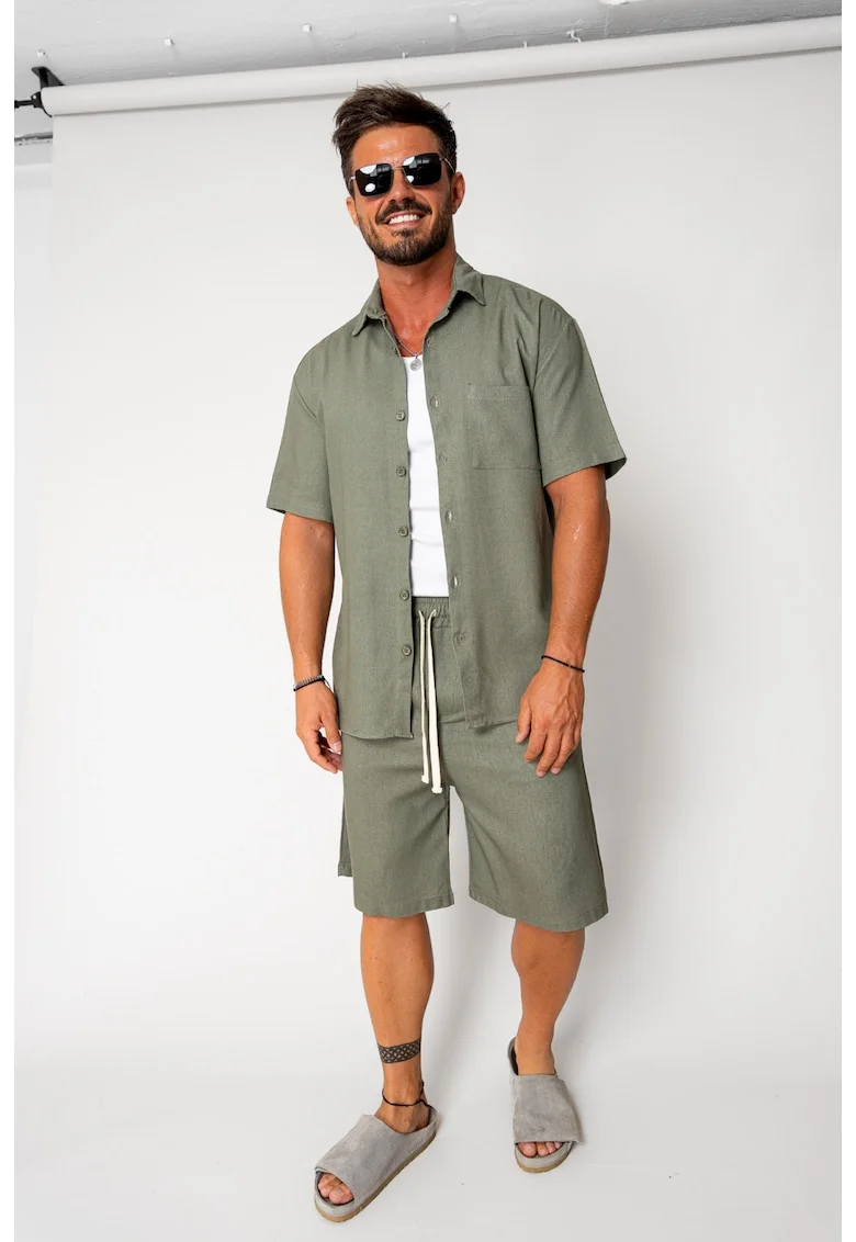 Set Lion din In camasa si pantalon scurt Olive 17716 - Verde