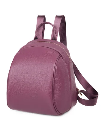 Rucsac de piele cu fermoar Nimue - Roz fandango