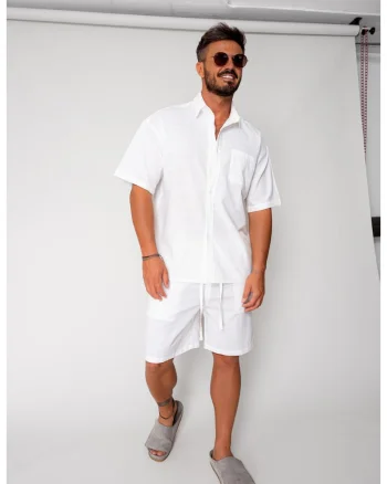 Set Vento camasa si pantalon scurt White 17419 - Alb optic