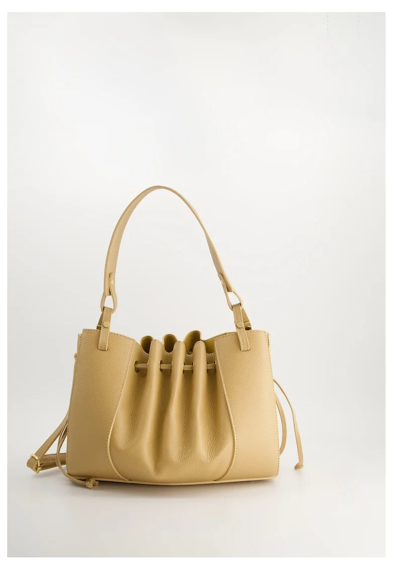 Geanta crossbody  din piele naturala - bej - 9cm tocul - fara futrowka