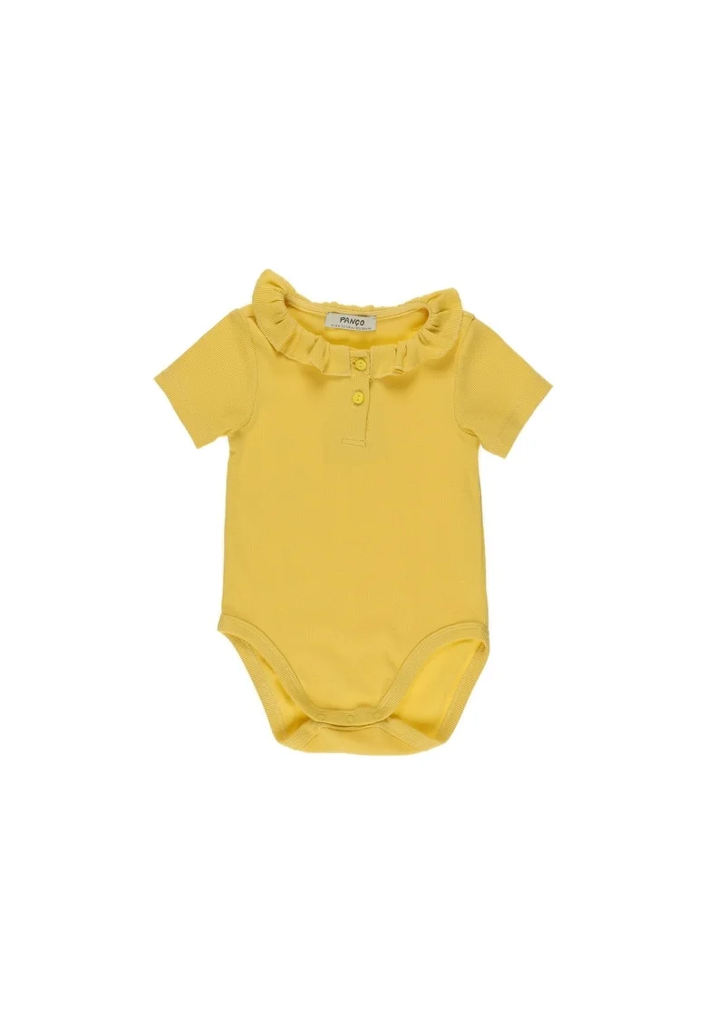Body cu maneca scurta si volan la guler -  - Cude Friend - Galben - pentru fetite - Galben