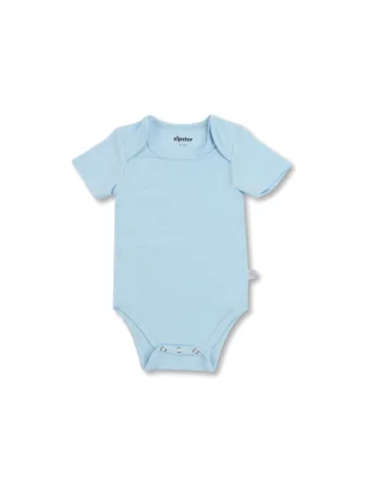 Body cu maneca scurta din bambus -  Bleu - pentru baieti - Albastru glaciar