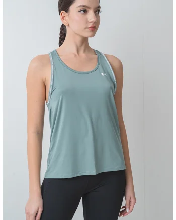 Top cu decupaj pe partea din spate pentru fitness Knockout - Verde deschis