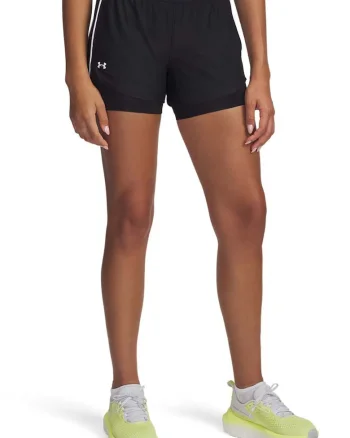 Pantaloni scurti 2in1 pentru antrenament Tech Play Up - Alb/Negru