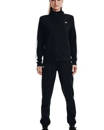 Trening slim fit cu fermoar Tricot - Alb/Negru