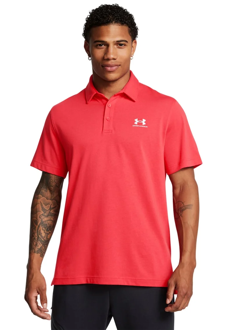 Tricou polo cu detaliu logo - pentru fitness - Rosu