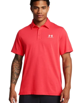 Tricou polo cu detaliu logo - pentru fitness - Rosu