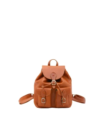 Rucsac de piele cu bareta ajustabila - Maro cognac