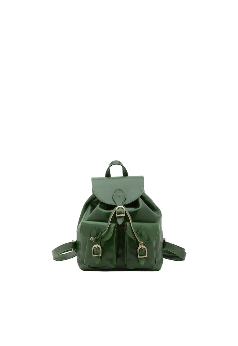 Rucsac de piele cu bareta ajustabila - Verde