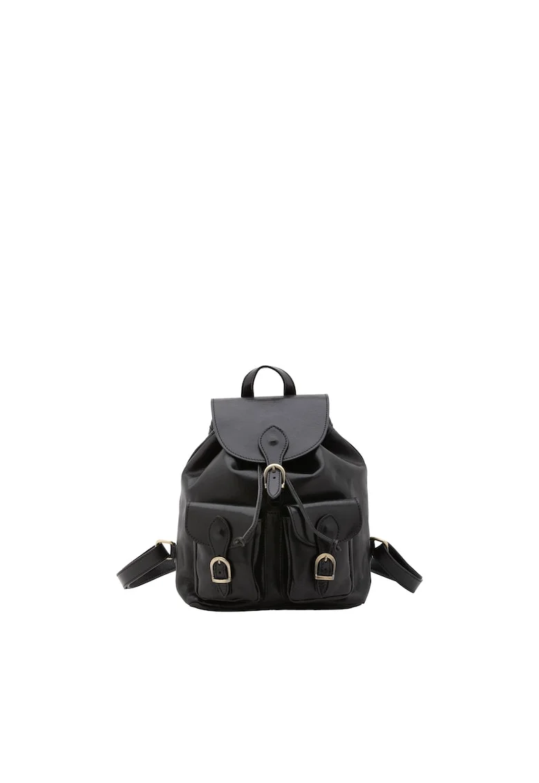 Rucsac de piele cu bareta ajustabila - Negru