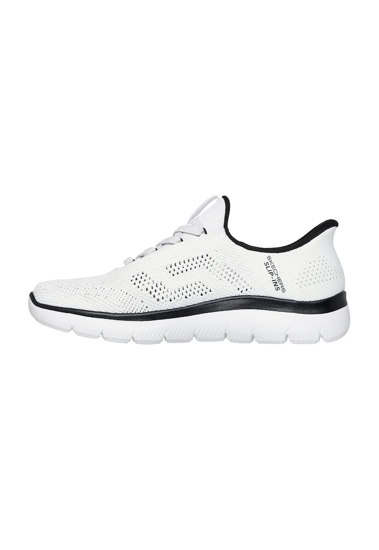 Pantofi sport slip-on din material textil cu perforatii Summits - Alb/Negru