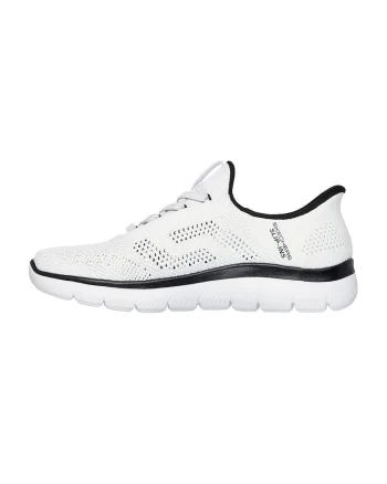 Pantofi sport slip-on din material textil cu perforatii Summits - Alb/Negru