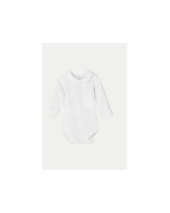 Body baieti -  304433917 - Bumbac organic - Alb - Alb