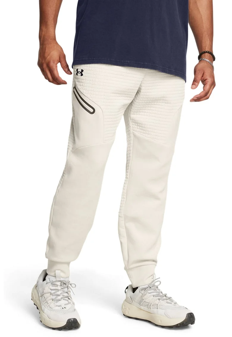 Pantaloni cu aspect matlasat pentru fitness Unstoppable - Crem