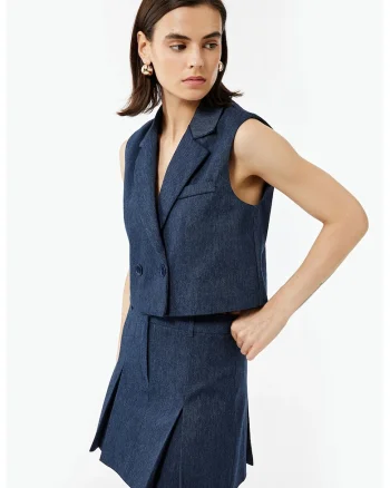 Vesta crop din denim - Bleumarin