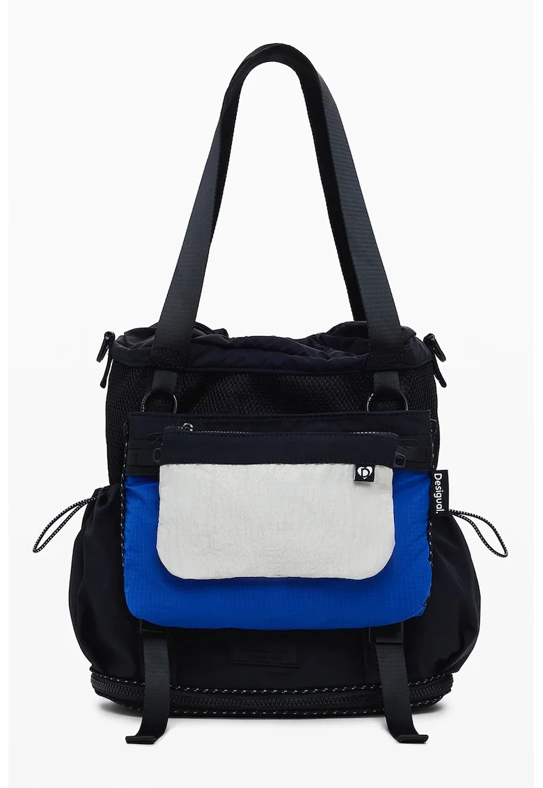 Rucsac convertibil cu model colorblock - Negru/Albastru