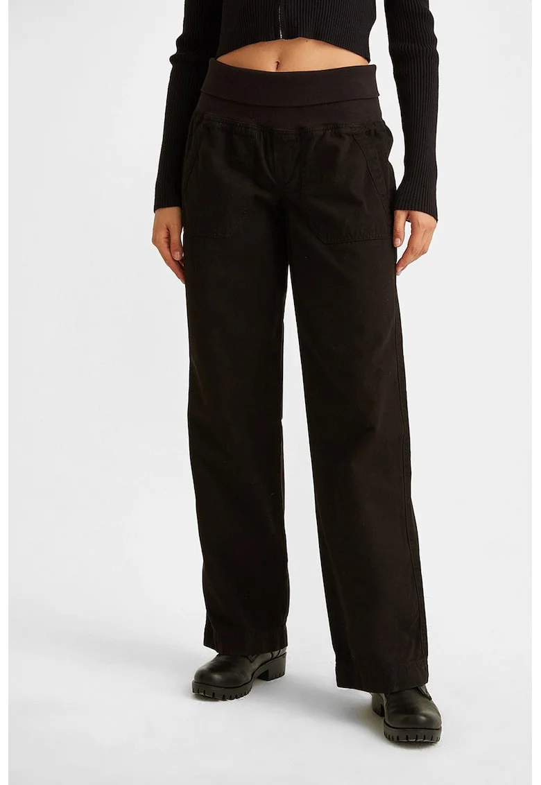 Pantaloni din bumbac cu croiala dreapta - Negru