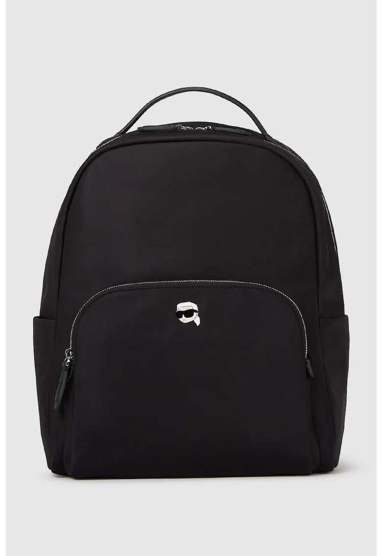 Rucsac cu buzunar frontal si logo - Negru