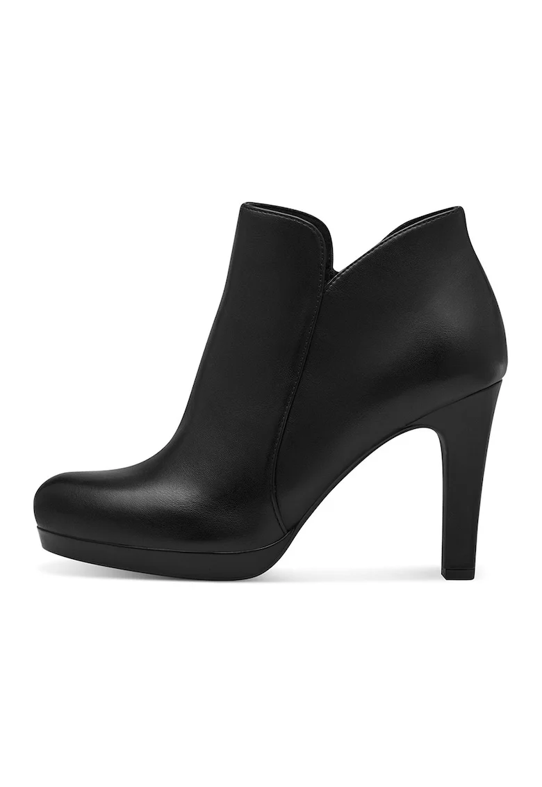 Botine din piele ecologica cu toc - Negru
