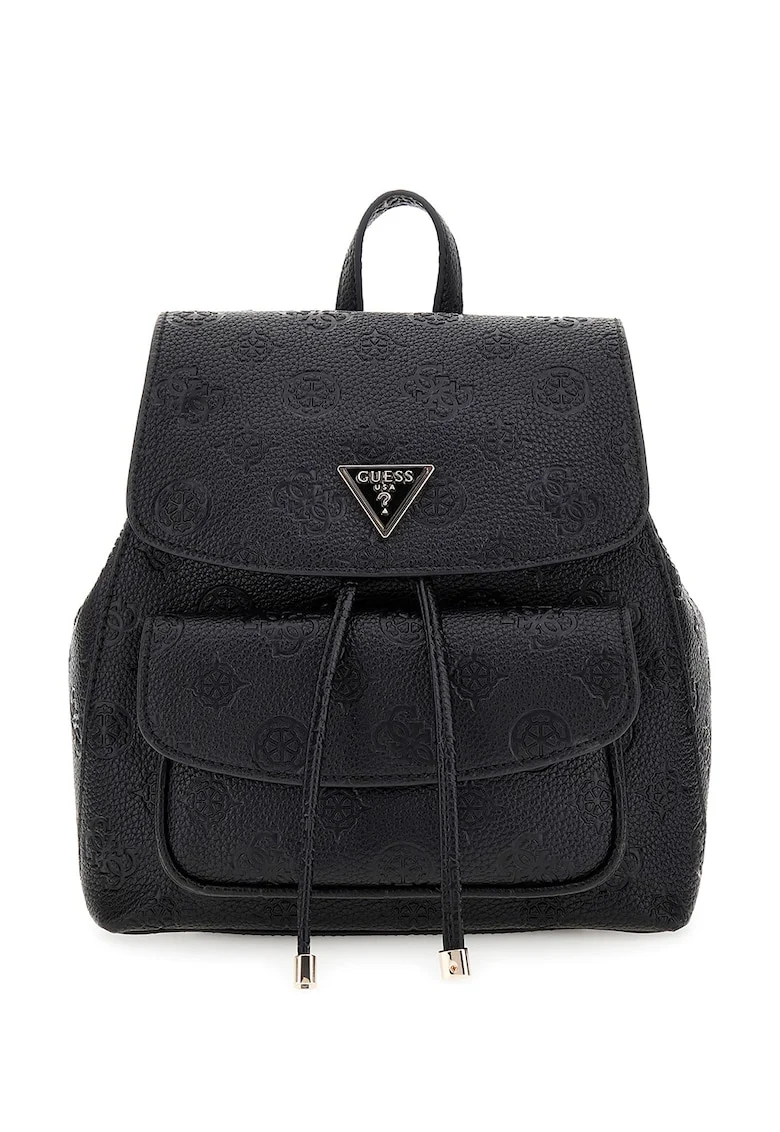 Rucsac din piele ecologica cu model monograma Cresidia II - Negru