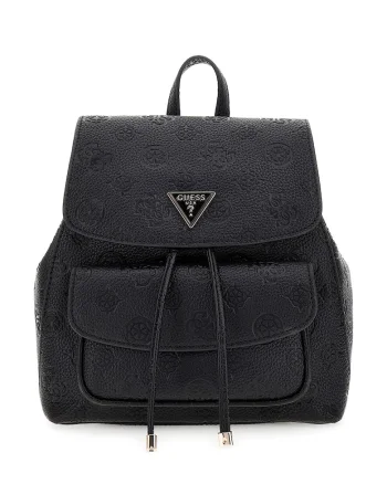 Rucsac din piele ecologica cu model monograma Cresidia II - Negru