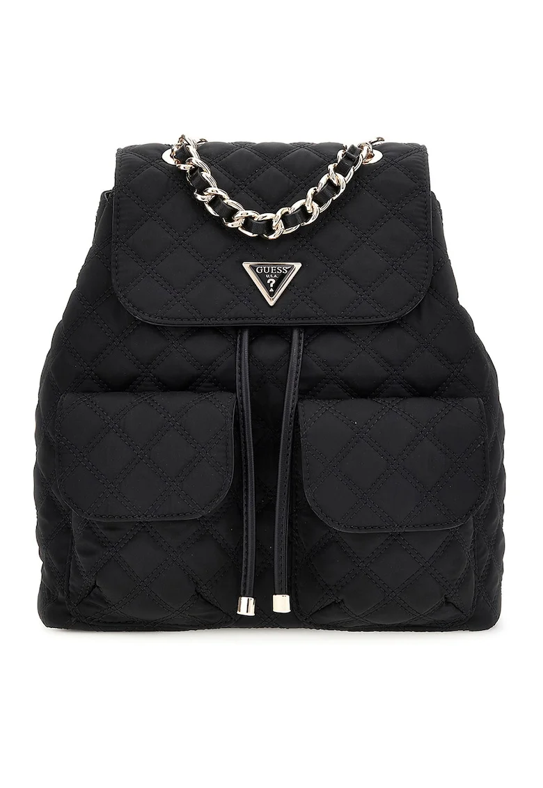 Rucsac cu aspect matlasat si buzunare multiple - Negru