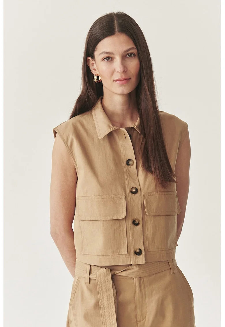 Vesta crop din amestec de lyocell - Maro deschis