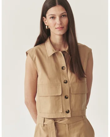 Vesta crop din amestec de lyocell - Maro deschis