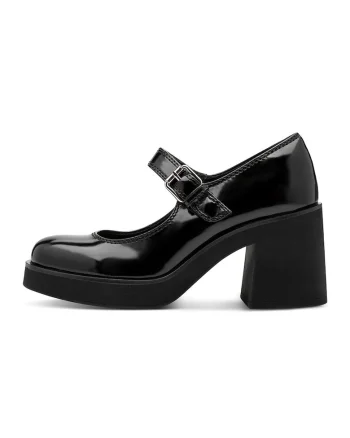 Pantofi Mary Jane din piele ecologica cu aspect masiv - Negru