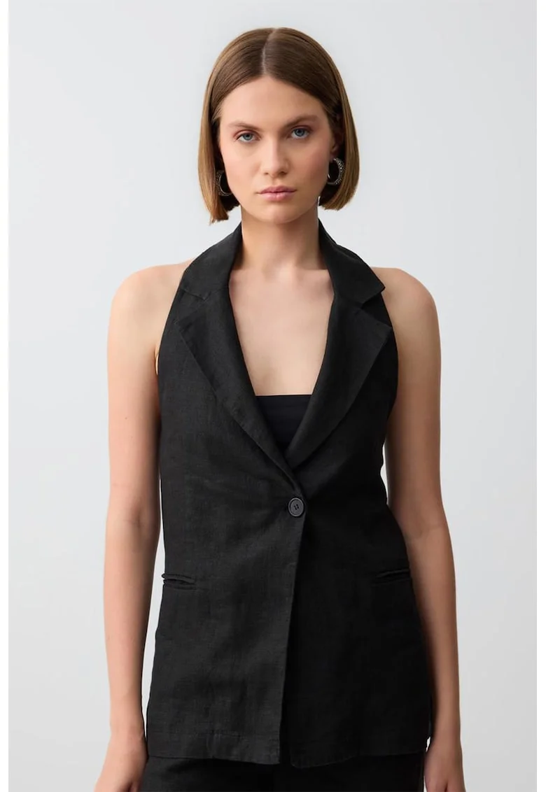 Vesta eleganta de in cu decolteu halter - Negru